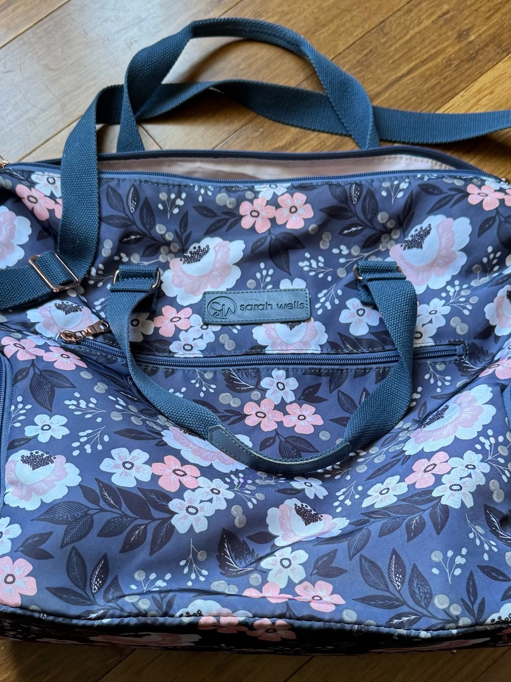Sarah Wells Navy Floral Travel Tote Bag